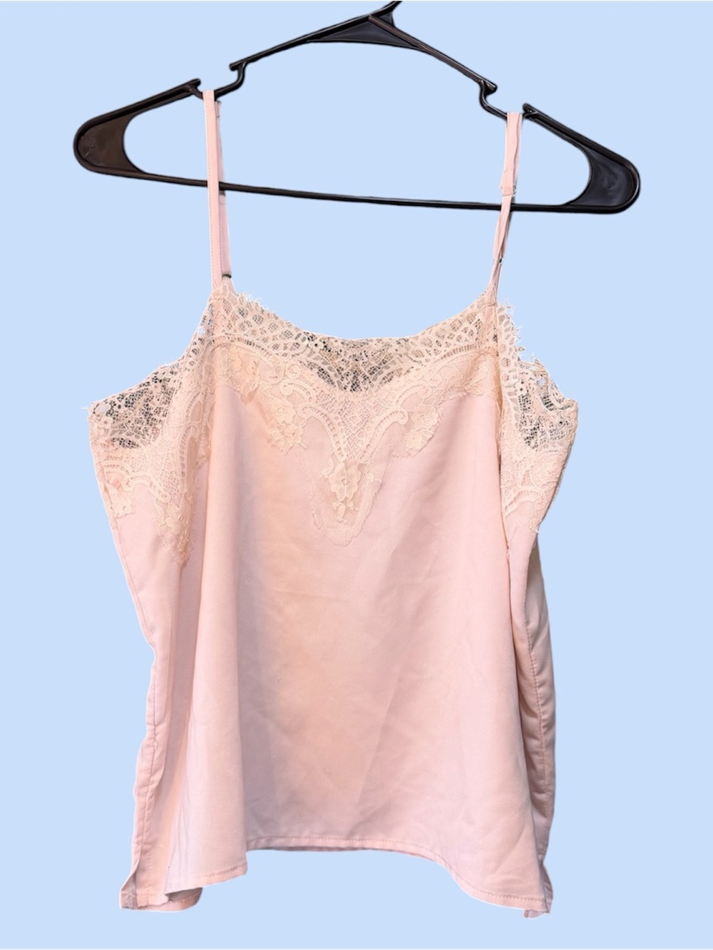Lulu's Blush Pink Lace-Trim Satin Camisole